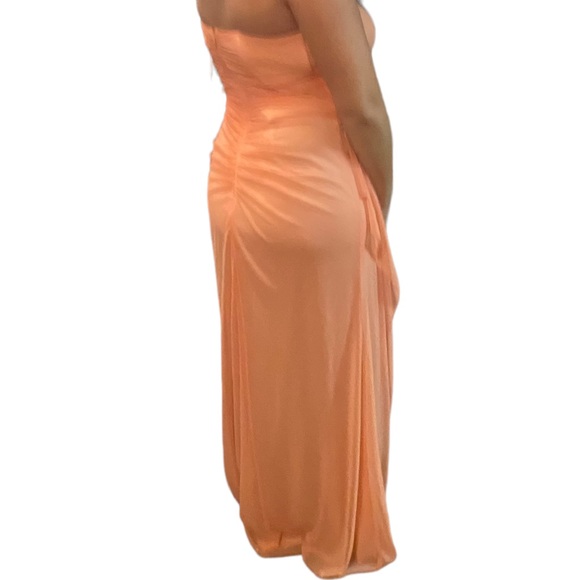 Xscape Peachy Orange On should Draped Embellished Gown - Picture 4 of 16